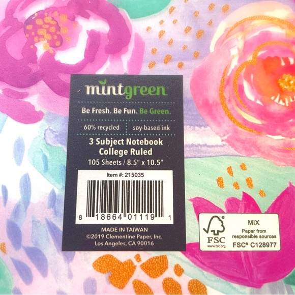 2 of MintGreen brand 3 Subject Spiral Notebook - Picture 11 of 13